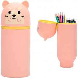 MAA-Trousse 2 en 1 en silicone - Pour papeterie - Unisexe - Capacité : trousse à crayons - Trousse à maquillage - Cadeau scolaire pour enfants, chien, Kawaii - Neuf
