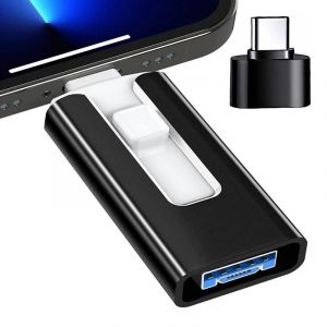 KALPZ-Clé Usb 3.0 512G 256G 2 To 1 To Pour Iphone Avec Interface Iphone 4 En 1 Clé Usb Type Micro Pour Iphone7/8/11/12/13 Ipad,128Gb,Black - Neuf