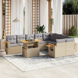 Prolenta Premium - Salon De Jardin Avec Coussins 10 Pcs Beige R&eacute;sine Tress&eacute;e - Neuf