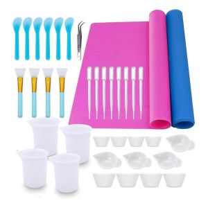 Kit D'outils De M&eacute;lange De R&eacute;sine &Eacute;poxy 36 Pi&egrave;ces,Fournitures D'outils En R&eacute;sine De Silicone Souple - Neuf