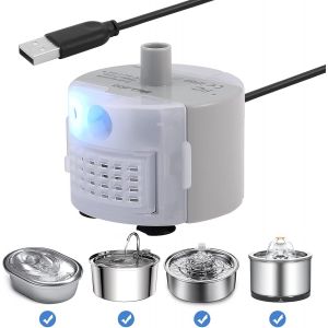 Pompe Led Fontaine A Eau, Usb Pompe Pour Fontaine A Chat, Silencieuse Pompe De Rechange Pour Fontaine - Neuf