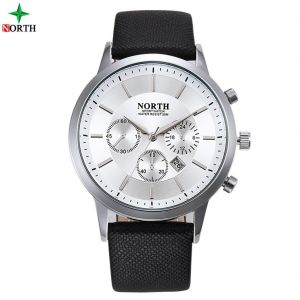 30m Étanche Quartz Analogique Montre Bracelet Cuir Montre-Bracelet Ronde Montre-Bracelet Blanc - Neuf