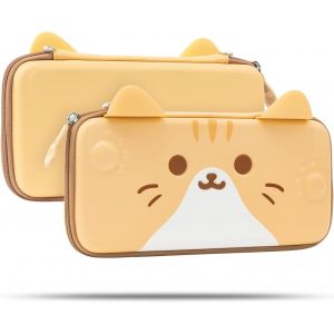 Estuche De Transporte Naranja Con Orejas De Gato, Compatible Con Nintendo Switch/Swith Oled Moder 2021. Estuche Rígido Portátil Para Consola Switch. Correa De Mano Desmontable. - Neuf