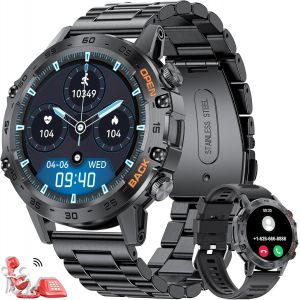 Montre Connectée Homme Avec Appel Bluetooth Assistente Vocale, 1,39'' Étanche Smartwatch Intelligente Avec Fréquence Cardiaque Surveillance Du Sommeil Spo2, 100 Modes Sportifs, Ios Android - Neuf