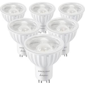 Ampoule À Réflecteur Led Gu10 Avec Lentille Optique De Faisceau De 100°,6w,Ra¿92,Blanc Froid (6000k),Non Dimmable,550 Lumens Équivalent À 50w Halogène,Paquet De 6 - Neuf