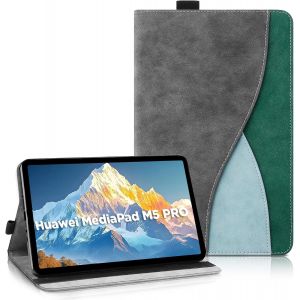 NAERYUT-Étui Coque Pour Huawei Mediapad M5/M5 Pro (10.8 Pouces)Étui Housse De Protection Cuir Pu Avec Fonction Support/Portefeuille Coque Tablette Huawei Mediapad M5 (Gris Foncé) - Neuf