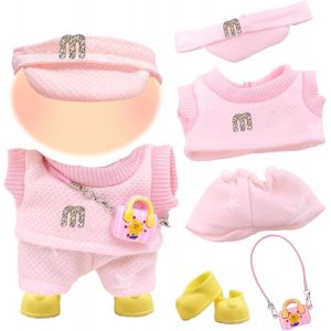 Lot De 5 V&ecirc;tements De Poup&eacute;e De 17 Cm, Rose, Accessoires De V&ecirc;tements De Poup&eacute;e Avec Chapeau, Haut, Pantalon, Sac, Chaussures Pour Filles, Cadeau D'anniversaire, Sans Poup&eacute;e - Neuf