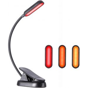 Tianyi-Ambre & Rouge Lampe De Lecture, Liseuse Clip Rechargeable, 8 Led, Protection Des Yeux, Gradation En Continu & 3 Couleurs (Ambre/Rouge/Mixte), 360° Cou Flexible, Longue Durée, Portable - Neuf