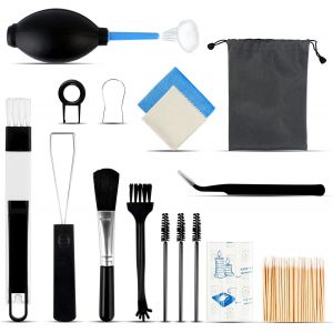 Kit de Nettoyage de Clavier 16 en 1 Brosse Antistatique en Plastique Kit de Nettoyage pour Ordinateur Chiffons en Microfibre Soufflage d'air Kit de Nettoyage pour Appareil Photo Téléphone - Neuf