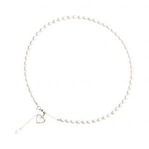 Collier De Perles D'eau Douce Naturelles Avec Pendentif En Forme De C?ur, Plaqué Or 18 Carats, Bijoux À Petites Perles Blanches Pour Femme - Neuf