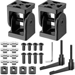 Connecteur Articul&eacute;, Profil&eacute; d'aluminium Articul&eacute; Rainure 6, en Alliage de Zinc, Charni&egrave;re 180 &deg; de Rotation, avec Levier de Serrage (4040 (2 Noir)) - Neuf