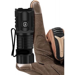 Mini Lampe De Poche Led Extrêmement Lumineuse Rechargeable - 1200 Lumens - 7 Modes D'éclairage - 3 Led Étanches Ipx68 - Petite Lampe De Poche Tactique Pour Les Urgences En Extérieur - Gris - Neuf
