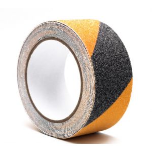 Ruban antidérapant en PVC noir et jaune 5 m x 5 cm pour escaliers, marches, sols et décoration de sécurité - Neuf