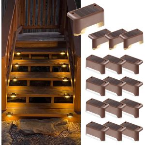Lot De 16 Lampes Solaires D'extérieur Pour Escaliers, Éclairage Led Étanche Pour Escaliers, Marches, Clôtures, Jardins, Terrasses, Gouttières, Chemins, Décoration, Blanc Chaud - Neuf