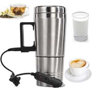 KALANKA-Bouilloire Voiture 24V, Tasse Chauffante Électrique 300ml pour Café/Thé, Chauffe-Eau Rapide avec Arrêt Automatique, Portable pour Voyage/Bureau/Camping, Allume-Cigare - Neuf