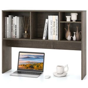 COSTWAY Biblioth&egrave;que &agrave; Poser sur Table, Etag&egrave;re de Rangement de Comptoir, 4 Compartiments et Compartiment Arri&egrave;re Ouvert, Gris - Neuf