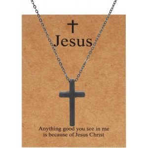 Kal-Chaîne En Acier Inoxydable Pour Homme Et Femme - Collier Jésus Avec Pendentif Croix Chrétienne - Pendentif Crucifix Chrétien - Bijoux Pour Homme Et Femme - Neuf
