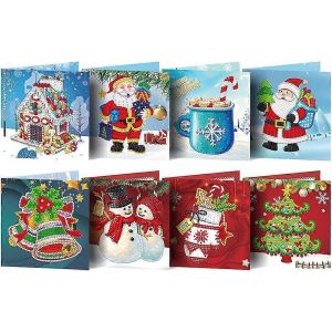 8pcs 3d Pop-Up Carte De Voeux,Peinture De Diamant Carte Cadeau Carte De Noël Bricolage 5d Peinture De Diamant - Neuf