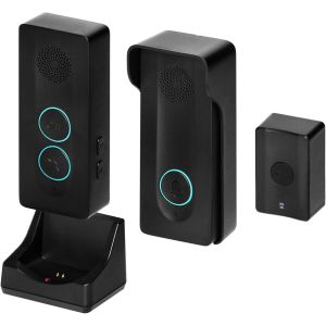 Sonnette Sans Fil Exterieur Etanche Interphone Exterieur Avec Pile Rechargable Usb-C Carillon Sans Fil Pour 1 Famille Noir Et Parlophone Sans Combiné - Neuf