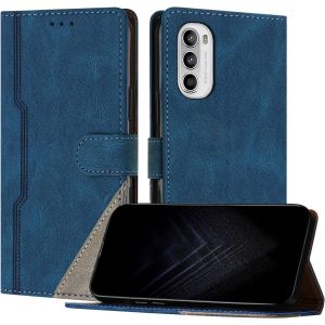 KAL-&Eacute;tui Pour Motorola Moto G52 4G/G82 5G/G71S, Housse En Cuir Pu Avec [Protection Antichoc Tpu] [Fonction Support] [Porte-Cartes ] Antichoc Magn&eacute;tique Coque Pour Moto G52 4G - Bleu - Neuf