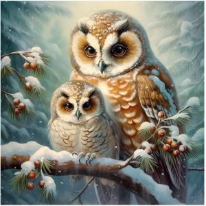Ayuhr-Ideen Mit Herz 5d Diamond Painting | Diamant Painting Set | Motif: 30x30cm | Toile: 35x35cm | Diy | Pierres Précieuses | Accessoires Inclus | Variations De Conception (Hiboux En Hiver) - Neuf