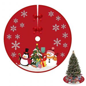 Jupe de sapin de No&euml;l 90 cm, housse d&eacute;corative pour sapin de No&euml;l, jupe de sapin rouge, jupe de sapin de No&euml;l pour la maison - Neuf