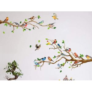 Sticker mural autocollant en forme de branche de colibri pour la d&eacute;coration int&eacute;rieure - Neuf