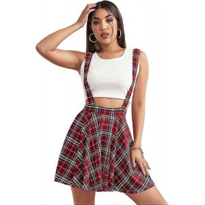 Plissé Plaid Mini Tartan Femmes Patineur Suspension Jupe S-2xl - Neuf