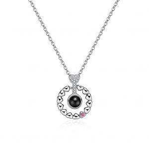 Pendentif projectif en cristal decoratif, collier de projection pour couple en cuivre, bijoux cadeau (argent) - Neuf