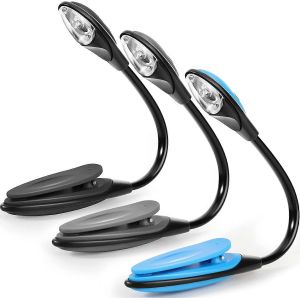 3pcs Clip Sur La Lumière,Livre Lecture Lumière Batterie Alimenté Lampe De Lecture Lit Lampe Livre Lampe - Neuf