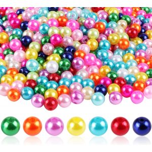 Mevronisshop-1000 Pi&egrave;ce Perles De Verre Rondes Perles De Nacr&eacute;es 8mm Perles En Plastique Color&eacute;es Perles D'imitation Pour Collier Bracelet Bijoux Diy Cr&eacute;atif - Neuf