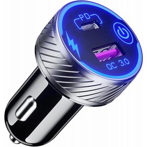 AER-L50CS R&eacute;partiteur allume-cigare de voiture 12 V/24 V avec USB-C PD 30 W Power Delivery & charge rapide QC3.0, 1 port USB & 1 port USB-C, avec interrupteur - Neuf