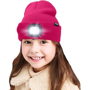 Enfants Led Casquette De Bonnet &Eacute;clair&eacute;e, Lampe Frontale Rechargeable Par Usb Chapeaux De Nuit En Tricot D'hiver Plus Chauds Lumi&egrave;re Cadeaux No&euml;l Pour Gar&ccedil;ons Filles - Neuf