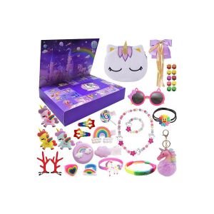 Calendrier de l'Avent 32 pi&egrave;ces pour filles avec bijoux, accessoires pour cheveux et surprises amusantes pour le compte &agrave; rebours de No&euml;l - Neuf