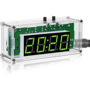 Kit d'horloge num&eacute;rique &agrave; 4 chiffres avec coque en acrylique TJ-56-428, kit pratique de soudage r&eacute;veil pour d&eacute;butants, &eacute;tudiants et bricoleurs, pour apprendre l'&eacute;lectronique - Neuf