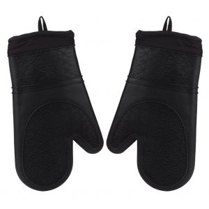 HJLIAN Gants de cuisine antiderapants en silicone epais et isolants pour four a micro-ondes (noir) - Neuf
