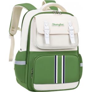 Sac à Dos Garçon Ergonomique Primaire,Cartable Enfant Scolaire avec Ceinture Poitrine,Sac Ecole Imperméable pour CP CE 6 à 10 ans-Vert - Neuf