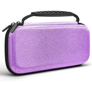 Eryi-Glitzer Pochette De Transport Compatible Avec Nintendo Switch & Switch Oled, Etui Rigide En Eva Con Zippée Pour Accessoires, Housse De Rangement Protection Pour Switch Cadeaux Filles,Violet - Neuf