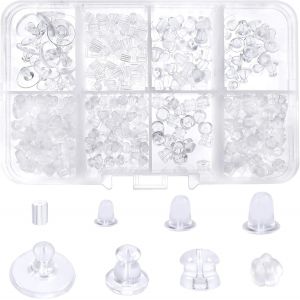 Kalanka-Toaob 600 Pi&egrave;ces Fermoire Boucle D'oreilles Silicone 8 Styles Plastique En Transparent S&eacute;curis&eacute; Hypoallerg&eacute;nique Fermoirs Bouchons Taille Mixte Pour Bricolage Fabrication De Bijoux Accessoire - Neuf