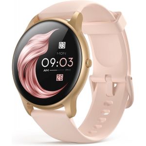 Montre Connect&eacute;e Femme,Smartwatch Bluetooth 5.2 &Eacute;tanche 5Atm Tracker D'Activit&eacute; Avec Fr&eacute;quence Cardiaque Podom&egrave;tre Sommeil Contr&ocirc;le De La Musique Bracelet Intelligent Pour Ios/Android-Or Rose - Neuf