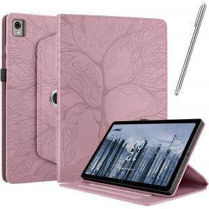 Coque Pour Nokia T21 10.4 Pouce 2022, &Eacute;tui Cuir Pu Housse De Protection Flip Avec [Stylet] Fonction Support Antichoc &Eacute;tui Rotatif &Agrave; 360&deg; - Or Rose[Coq9121455] - Neuf