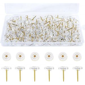 Chenquansarl-Lot De 200 Puna S Plates Transparentes &Eacute;pingle Avec T&ecirc;te En Plastique Standard Et Pointe En Acier Dor&eacute; Pour Tableau En Li&egrave;ge, Cartes, D&eacute;coration Murale, Maison, Bureau, &Eacute;cole - Neuf