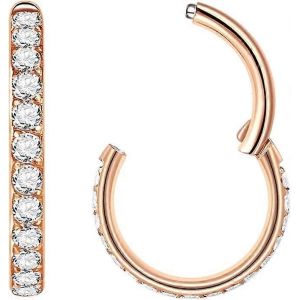 Hypoallerg&eacute;nique 16g Nez Anneaux Cerceau Avec Zircone Cubique 316l Bijoux De Piercing En Acier Chirurgical Pour Cartilage Helix Tour Daith Tragus Lobe D'oreille, Diam&egrave;tre 6m - Neuf