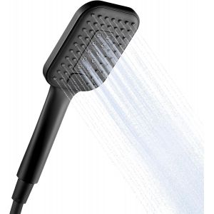 Pommeau de Douche avec Tuyau de 1,6 m, Pomme de Douche &agrave; Main &agrave; 3 Modes, Grande Pommeau de Douche Carr&eacute;u200bu200b, Pomme Douche &Eacute;conomie d'Eau, Douchette avec Flexible pour Salle de Bain, Noir - Neuf