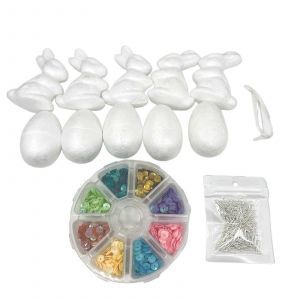 ?ufs de P&acirc;ques 9,84 x 8,66 x 1,97 pouces pour bricolage, gribouillage et d&eacute;coration, jouet d'apprentissage artistique, ornements de vacances, superbe cadeau avec paillettes - Neuf