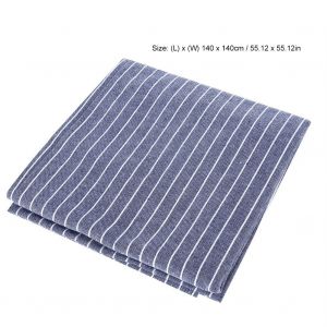 Hjlian Nappe En Coton Et Lin, Protection De Table Pour Salle A Manger, Cuisine, Decoration, Bleu, 140 X 140 Cm - Neuf