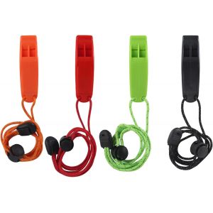 4pièces Sifflet De Survie,Etanche Sifflet De Sécurité Fort À Double Fréquence Avec Réglable Réfléchissant Cordon,Plastiques Sifflet Pour Signalisation,Extérieur,Randonnée,Trekking(4couleurs) - Neuf
