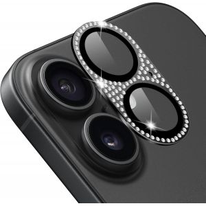 Kal-Caméra Protecteur Compatible Avec Iphone 16/Iphone 16 Plus, Ultra Hd 9h Dureté Anti Rayures Verre Trempé Diamant Caméra Coque Cover Pour Iphone 16/Iphone 16 Plus-Noir - Neuf
