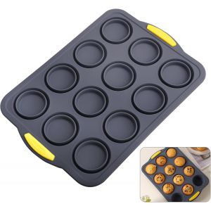 Subzonal-Moule &Agrave; Muffin En Silicone - Moule Pliant Antid&eacute;rapant, Gain De Place, R&eacute;sistant &Agrave; La Chaleur Et Sans Bpa, Id&eacute;al Pour Muffins, Cupcakes Et P&acirc;tisseries (Gris) - Neuf