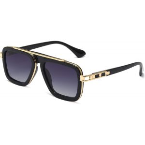 Lunettes De Soleil Carré Homme Femme, Rétro Lunettes De Soleil Pilote À Monture Métallique Carrée Lunettes Carre Vintage Uv400, 52mm - Neuf